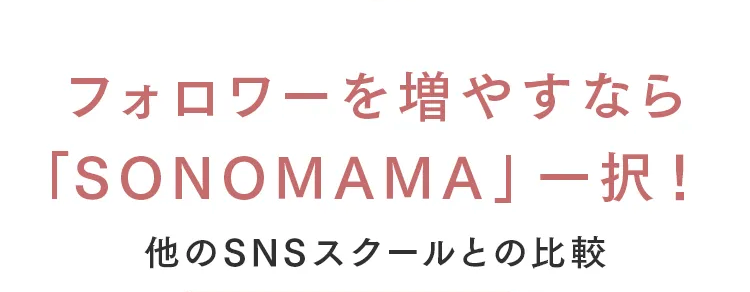 フォロワーを増やすなら
「SONOMAMA」一択!
他のSNSスクールとの比較